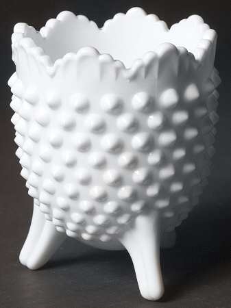 Hobnail Milk Glass 5" 3-Toed Vase