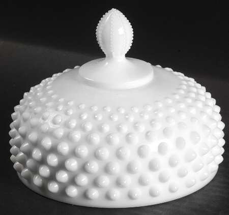 Hobnail Milk Glass Lid for Round Butter