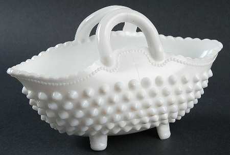 Hobnail Milk Glass #3634 Hobnail 4" Oval Basket