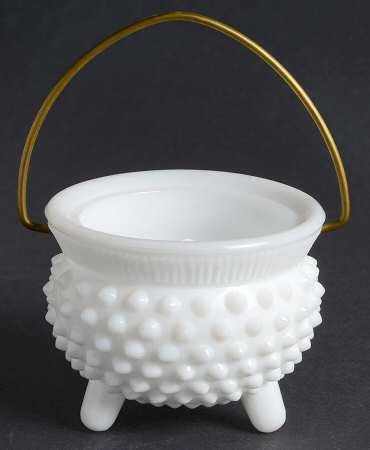 Hobnail Milk Glass Mustard Kettle No Lid