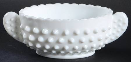 Hobnail Milk Glass Oval Nut Dish