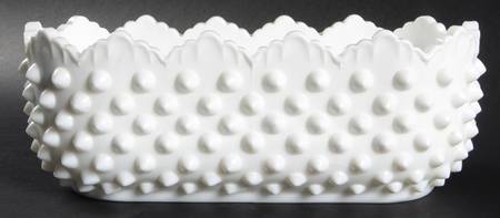 Hobnail Milk Glass 8" Oblong Planter