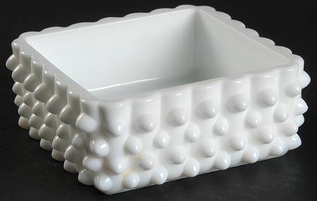 Hobnail Milk Glass Cigarette Box No Lid
