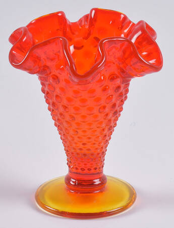 Hobnail Orange Small Double Crimped Vase