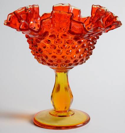 Hobnail Orange Round Compote (Height X Width)