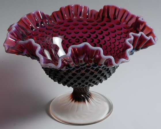 Hobnail Plum (Opalescent) 9" Footed Bowl