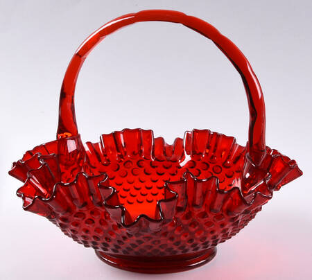 Hobnail Ruby 9" Basket by Fenton