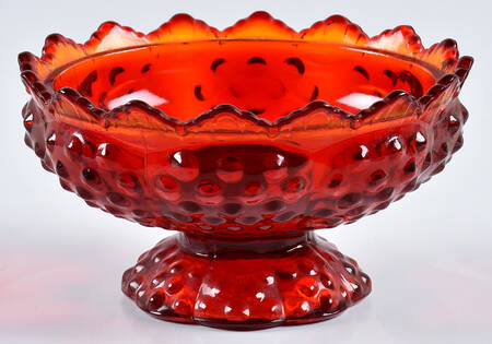 Hobnail Ruby Low Footed Candy Box No Lid