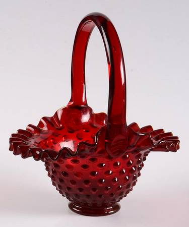 Hobnail Ruby #3638 Hobnail 8" Basket