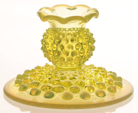 Hobnail Topaz (Opalescent) 3" Single Light Candlestick