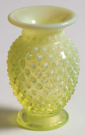 Hobnail Topaz (Opalescent) 4" Flared Miniature Vase