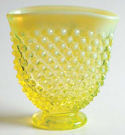 Hobnail Topaz (Opalescent) 4" Miniature Fan Vase