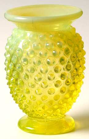 Hobnail Topaz (Opalescent) 3" Miniature Flared Vase