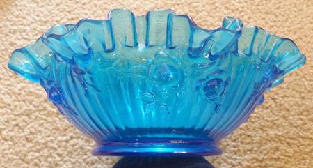 Rose Blue 9" Round Bowl