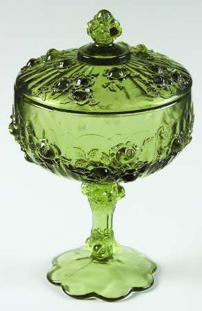 Rose Green Tall Footed Candy Box with Lid
