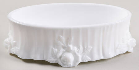 Rose Milk Glass Trinket Box No Lid