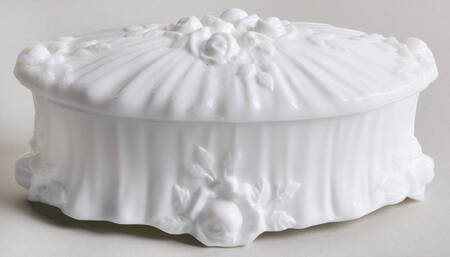 Rose Milk Glass Trinket Box with Lid