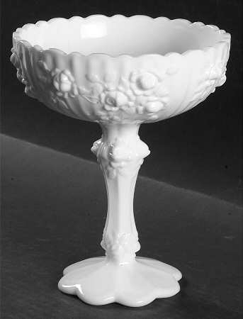 Rose Milk Glass Round Compote (Height X Width)