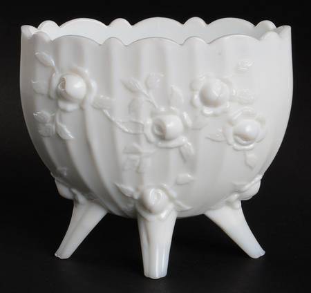 Rose Milk Glass 4" 4-Toed Flower Vase