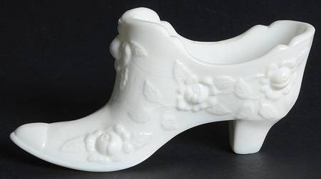 Rose Milk Glass Slipper