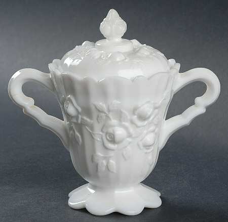 Rose Milk Glass Bowl Has Lip, Sugar Bowl & Lid