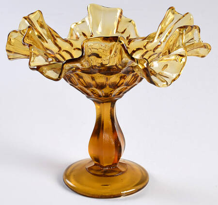 Thumbprint Colonial Amber Round Compote (Height X Width)