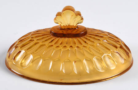Thumbprint Colonial Amber Oval Candy Dish, Lid Only