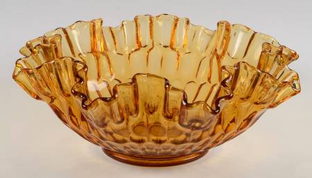Thumbprint Colonial Amber 12" Round Bowl