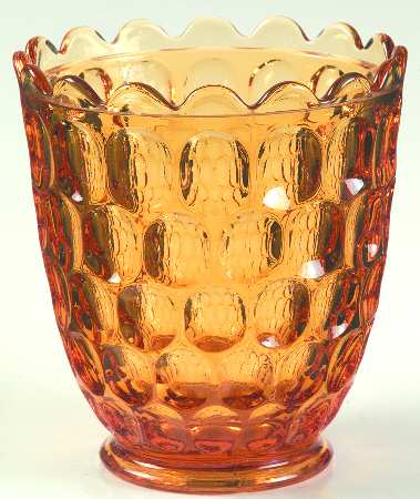 Thumbprint Colonial Amber Sugar Bowl W/Lip No Lid