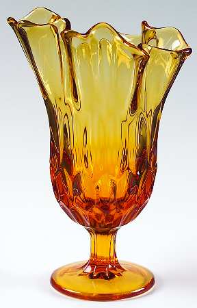 Thumbprint Colonial Amber 8" Handkerchief Vase
