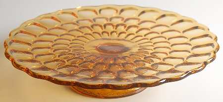 Thumbprint Colonial Amber Footed Cake Plate