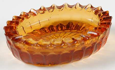 Thumbprint Colonial Amber Oval Ashtray
