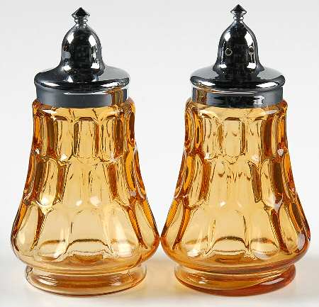 Thumbprint Colonial Amber Shaker Set w/Metal Lids