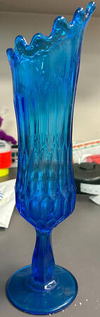Thumbprint Colonial Blue 11"-14" Medium Footed Swung Bud Vase