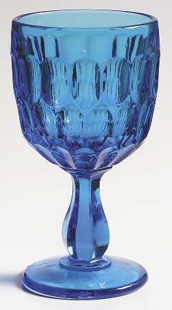 Thumbprint Colonial Blue Wine Glass