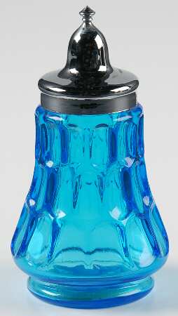 Thumbprint Colonial Blue Shaker with Metal Lid by Fenton