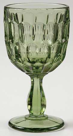 Thumbprint Colonial Green Wine Glass