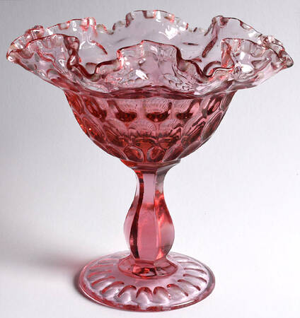 Thumbprint Colonial Pink Round Compote (Height X Width)