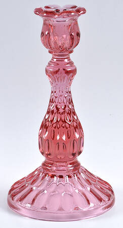 Thumbprint Colonial Pink 8" Single Light Candlestick