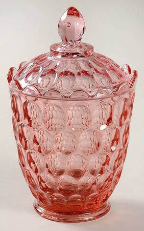 Thumbprint Colonial Pink Bowl Has Lip, Sugar Bowl & Lid