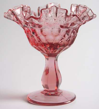 Thumbprint Colonial Pink Round Compote (Height X Width)