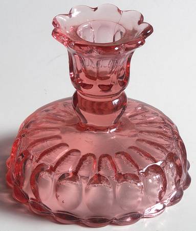 Thumbprint Colonial Pink 3" Single Light Candlestick by Fenton