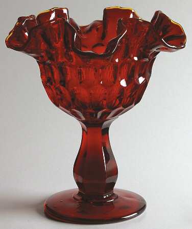 Thumbprint Ruby Round Compote (Height X Width)