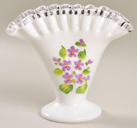 Violets In The Snow 4" Fan Vase