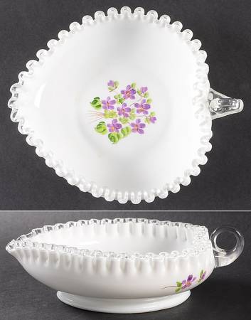 Violets In The Snow 7" Heart Shape Relish Dish