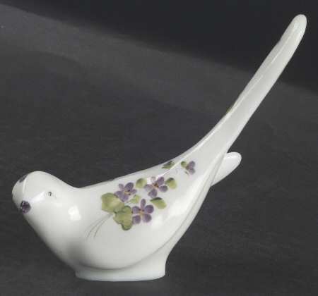 Violets In The Snow Happiness Bird Figurine