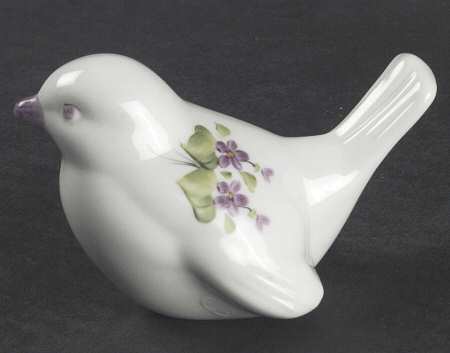 Violets In The Snow Small Bird Figurine
