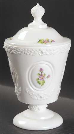 Violets In The Snow Footed Candy Box & Lid