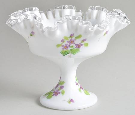Violets In The Snow Round Compote (Height X Width)