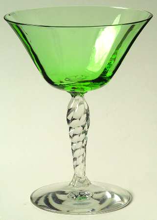 5097-5297 Green (Green Bowl, Clear Stem) Champagne/Tall Sherbet